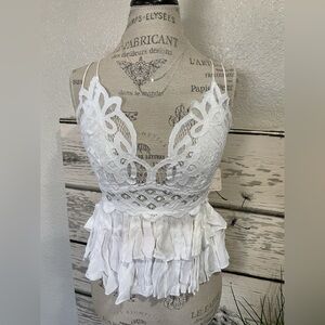 Free People Adella White Lace Top